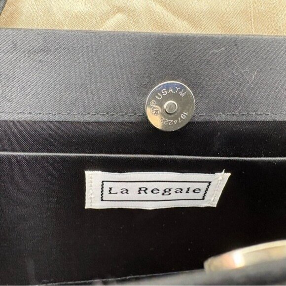 La Regale Black Evening Clutch Purse Hand Crossbody Shoulder Bag - Picture 6 of 9